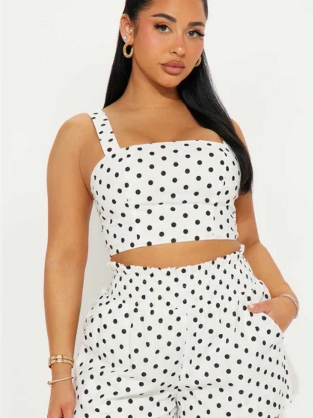 White And Black Polka Dot Shorts
